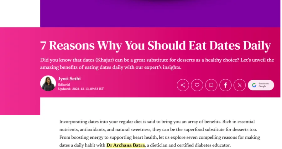 Feature on seven reasons to eat dates daily