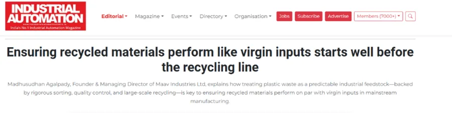 Industrial Automation feature on recycled materials in manufacturing